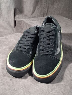 Vans Rasta Old Skool Black Suede Canvas Sneakers VG- US 6 Jamaican Flag Colours